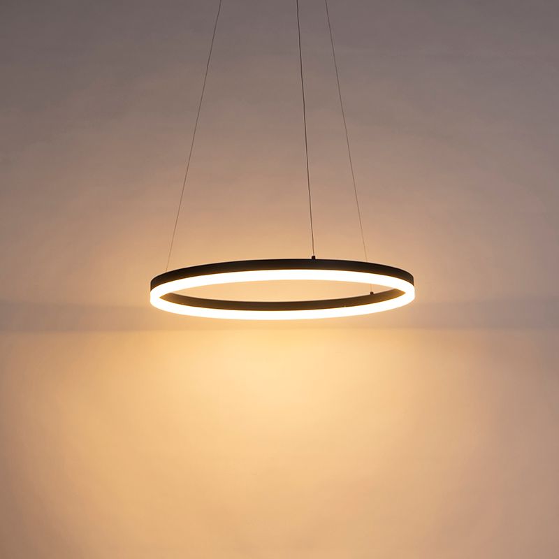 Design hanglamp zwart 60 cm incl. LED 3-staps dimbaar - Anello