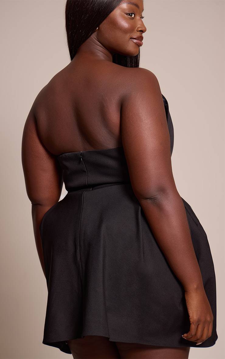 Noir Robe Mini Bandeau Premium Grande Taille Avec Jupe Tulipe En Tissu Tissé