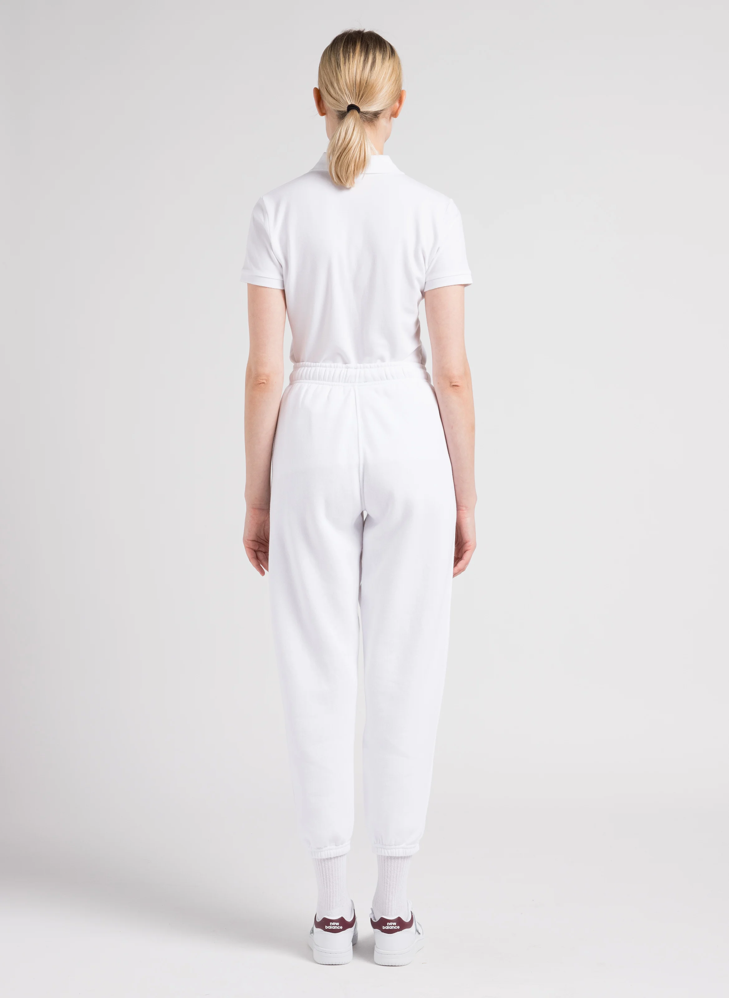 JULIE - Tee-shirt col polo en coton mélangé | Blanc