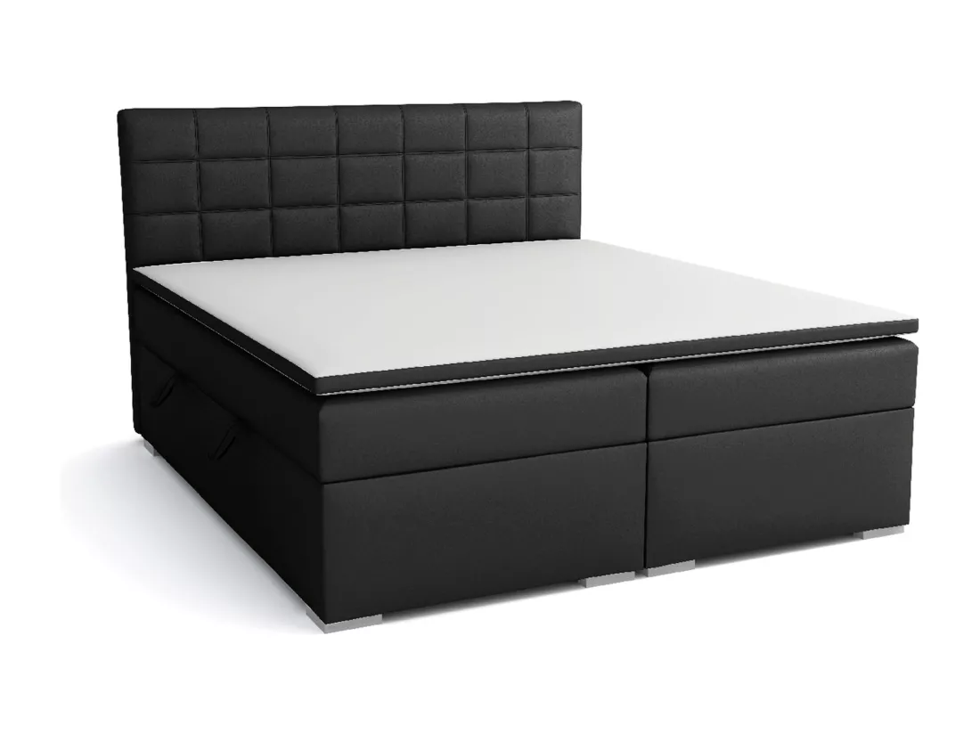 LIT BOXSPRING avec rangements pour la literie Torland, 140x200 cm, Soft 11 (Noir)