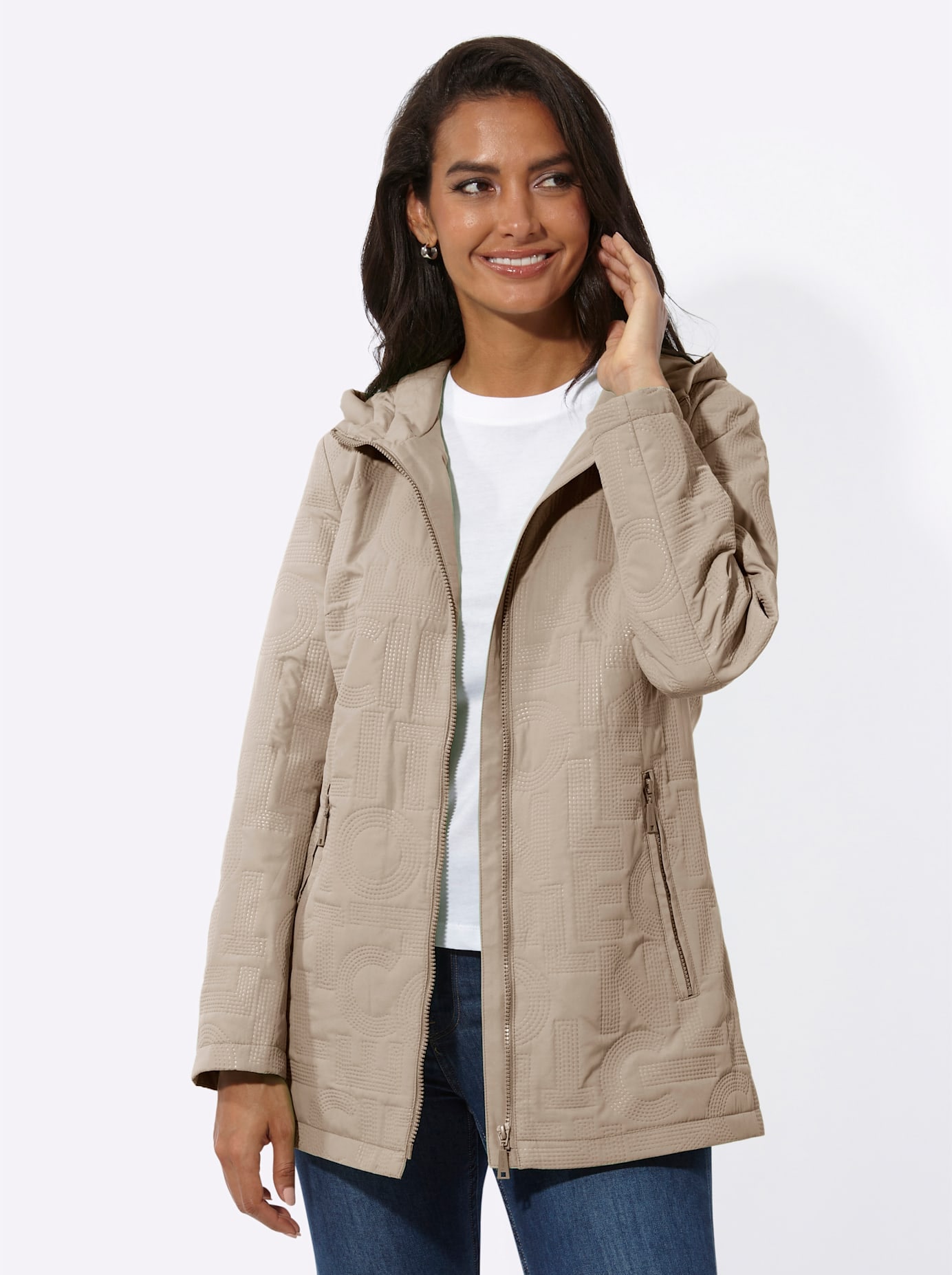 Casual Looks Langjacke mit Kapuze