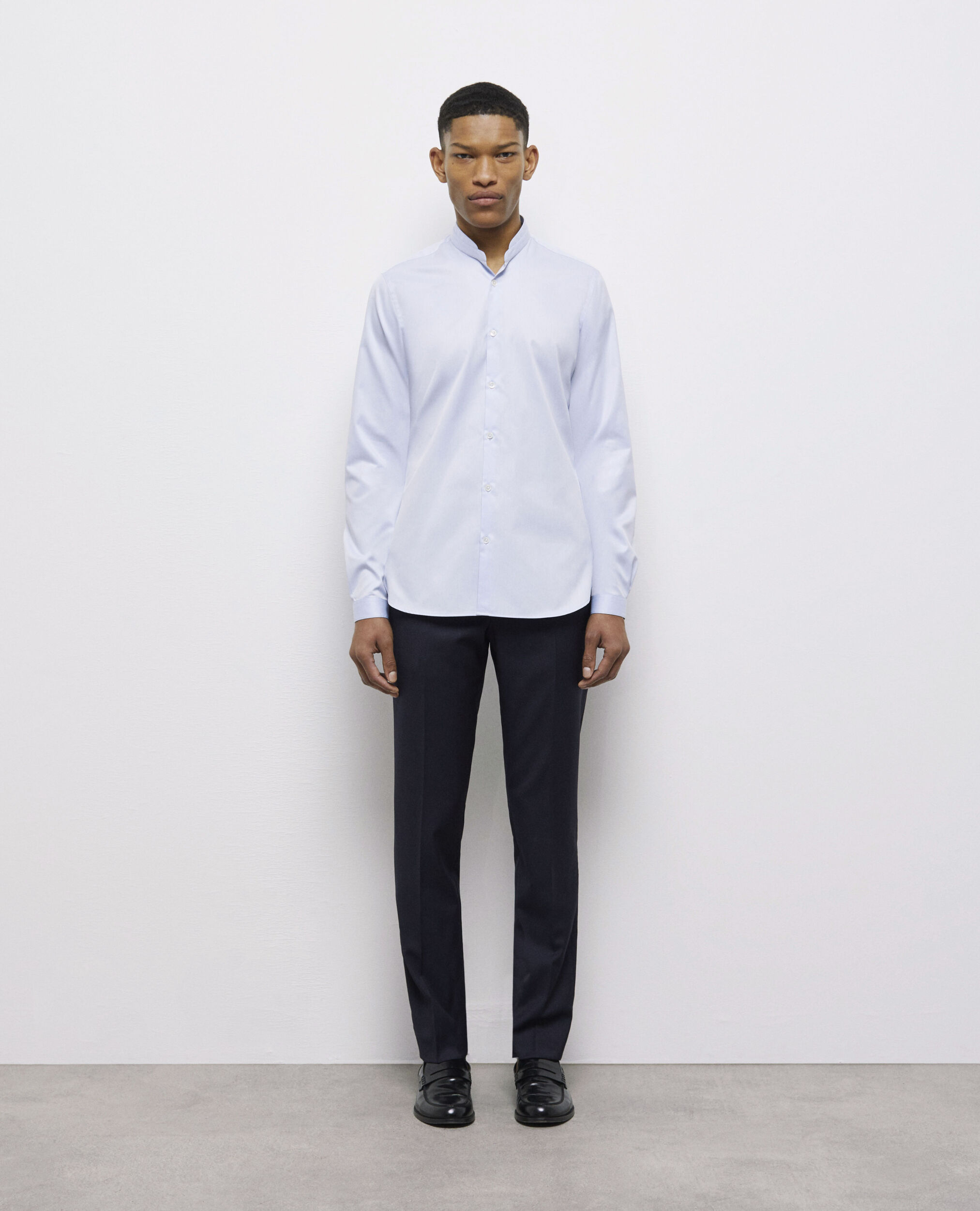 Chemise col officier bleue