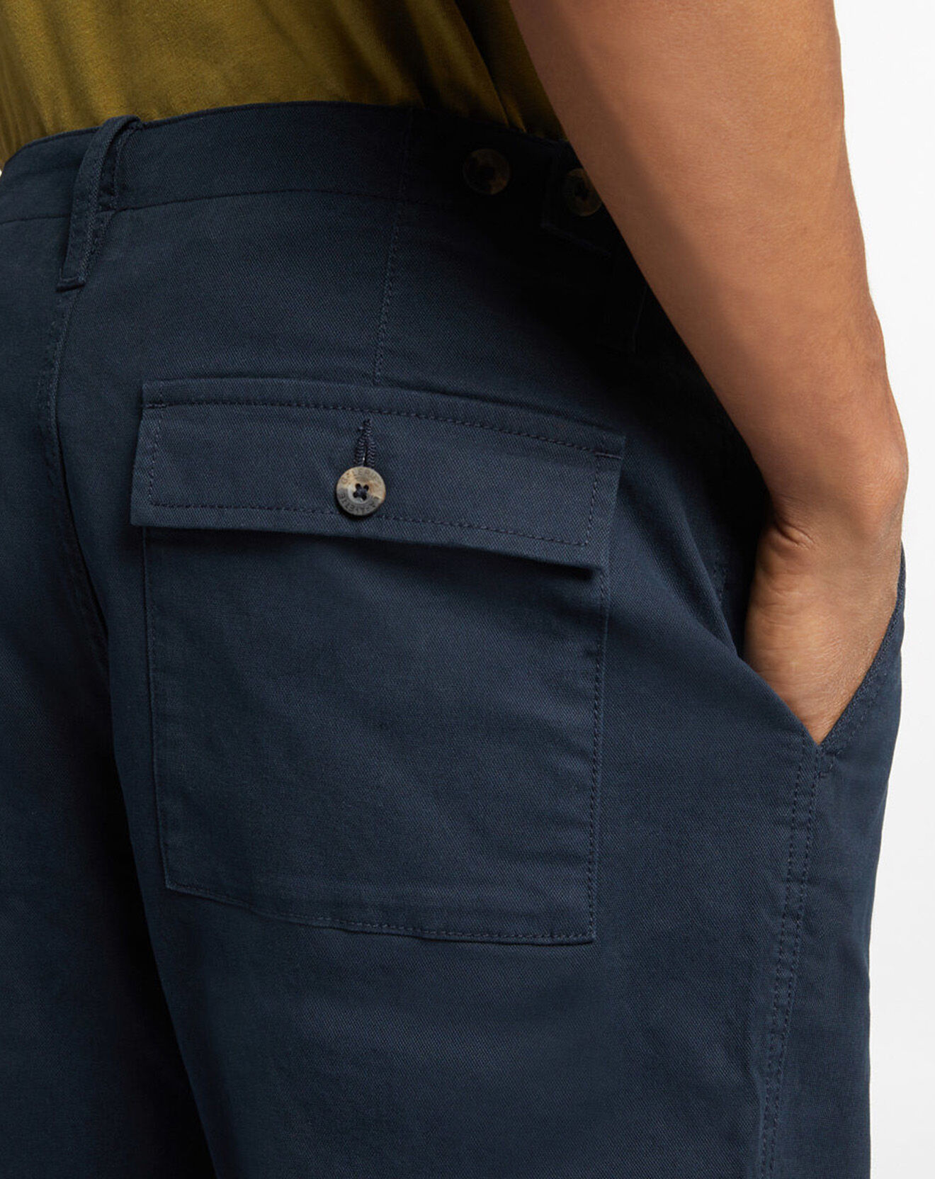 Galeries Lafayette Pantalon chino Cropped Bedford bleu marine