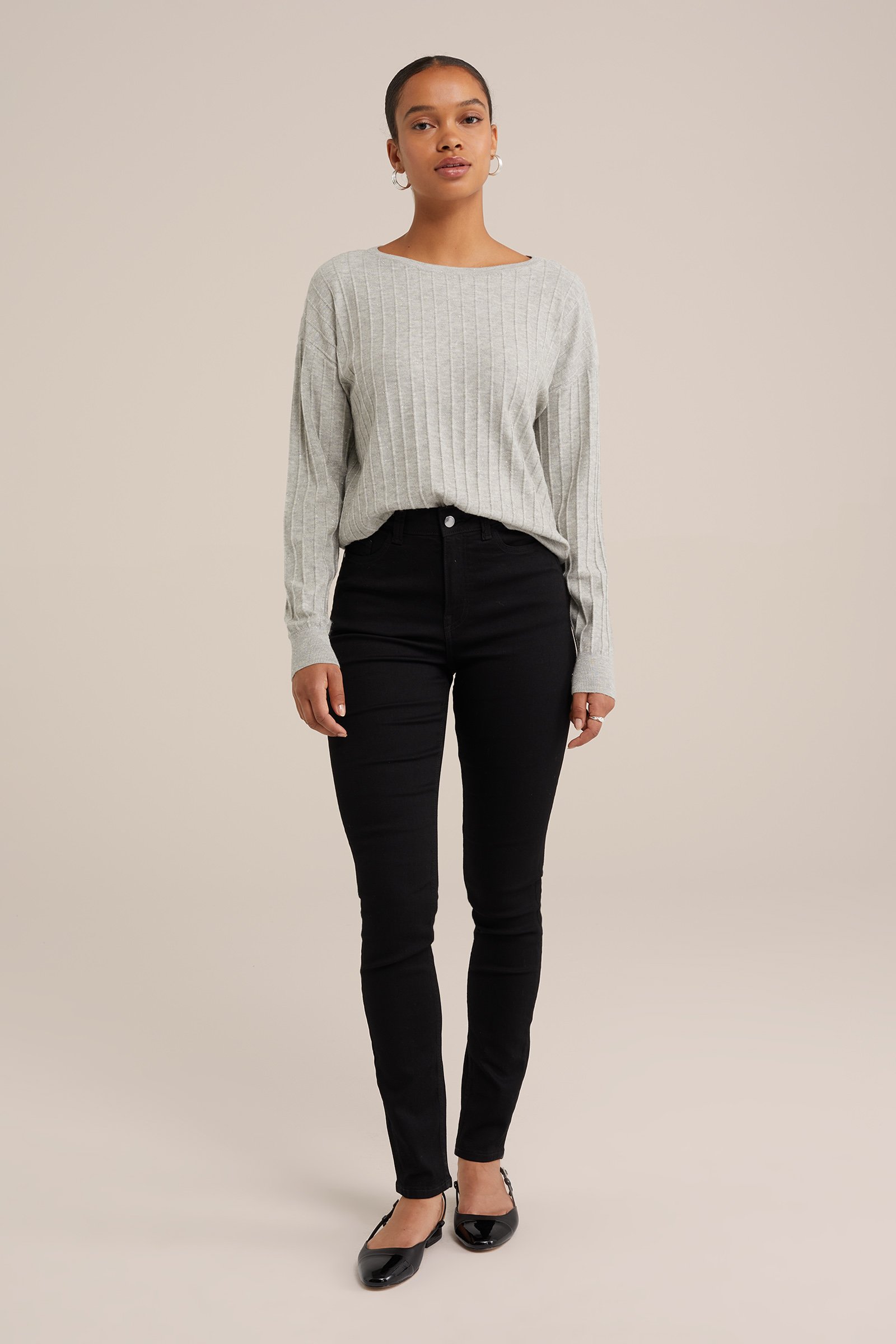 high rise skinny jeans met stretch Blue Ridge Zwart
