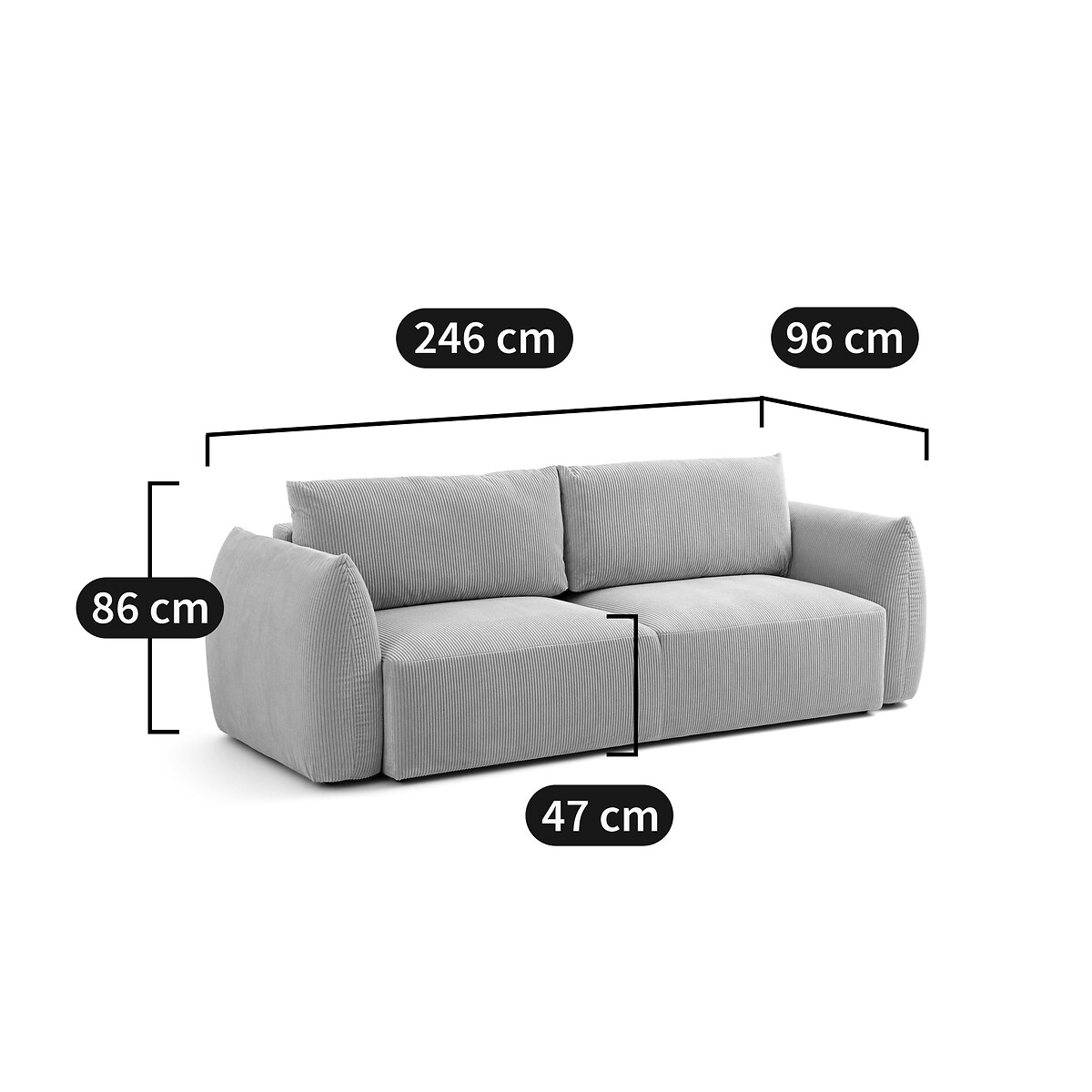 LA REDOUTE INTERIEURS<br>Sofá-cama de 3 lugares em tecido atoalhado fino, Edith
