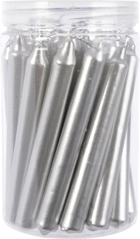 Decoris dinerkaarsen zilver D 1,3 H 10,5 cm 22 stuks