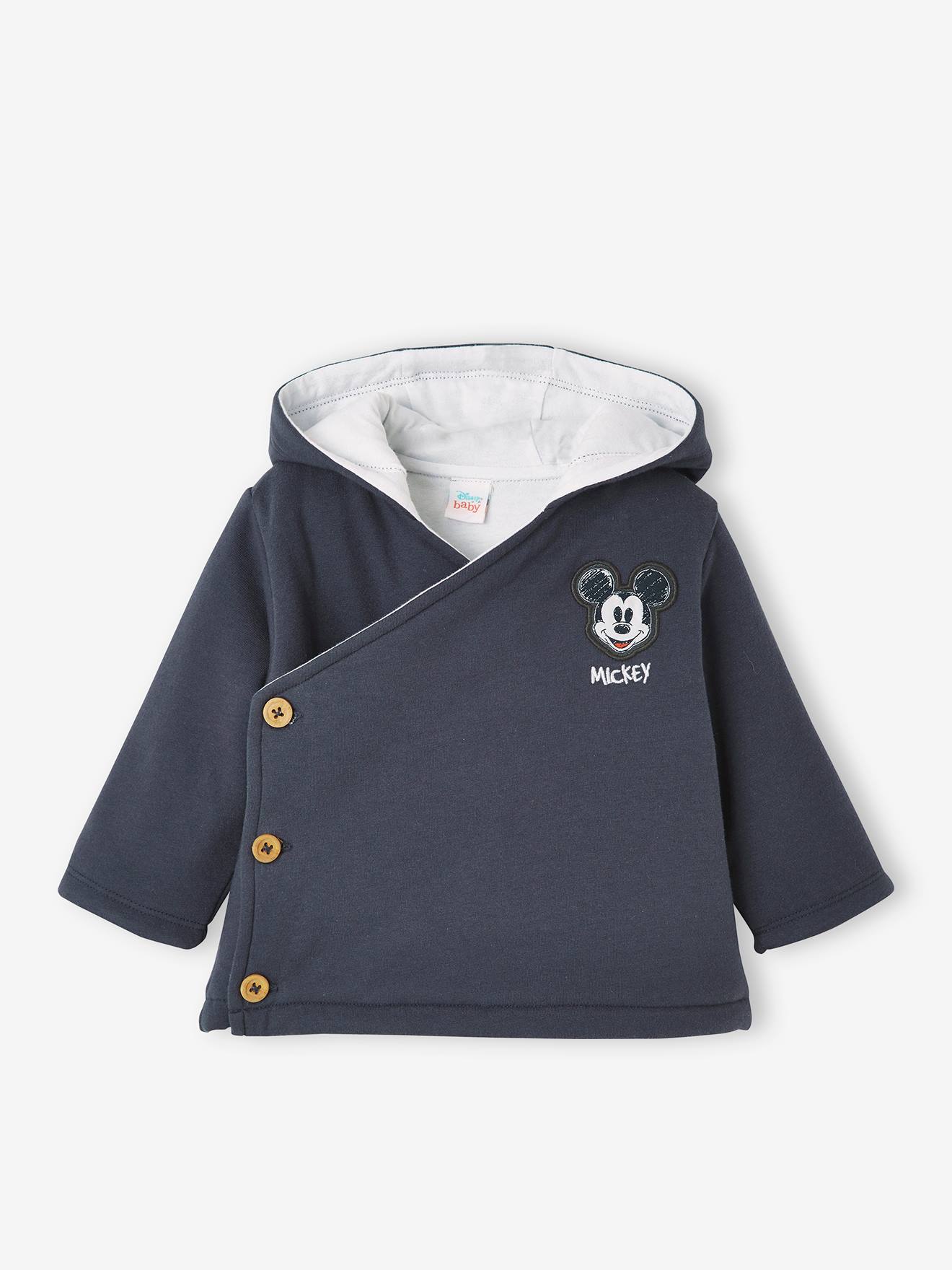 Jaqueta infantil DS® Mickey, lisa, cinza escuro com estampas.