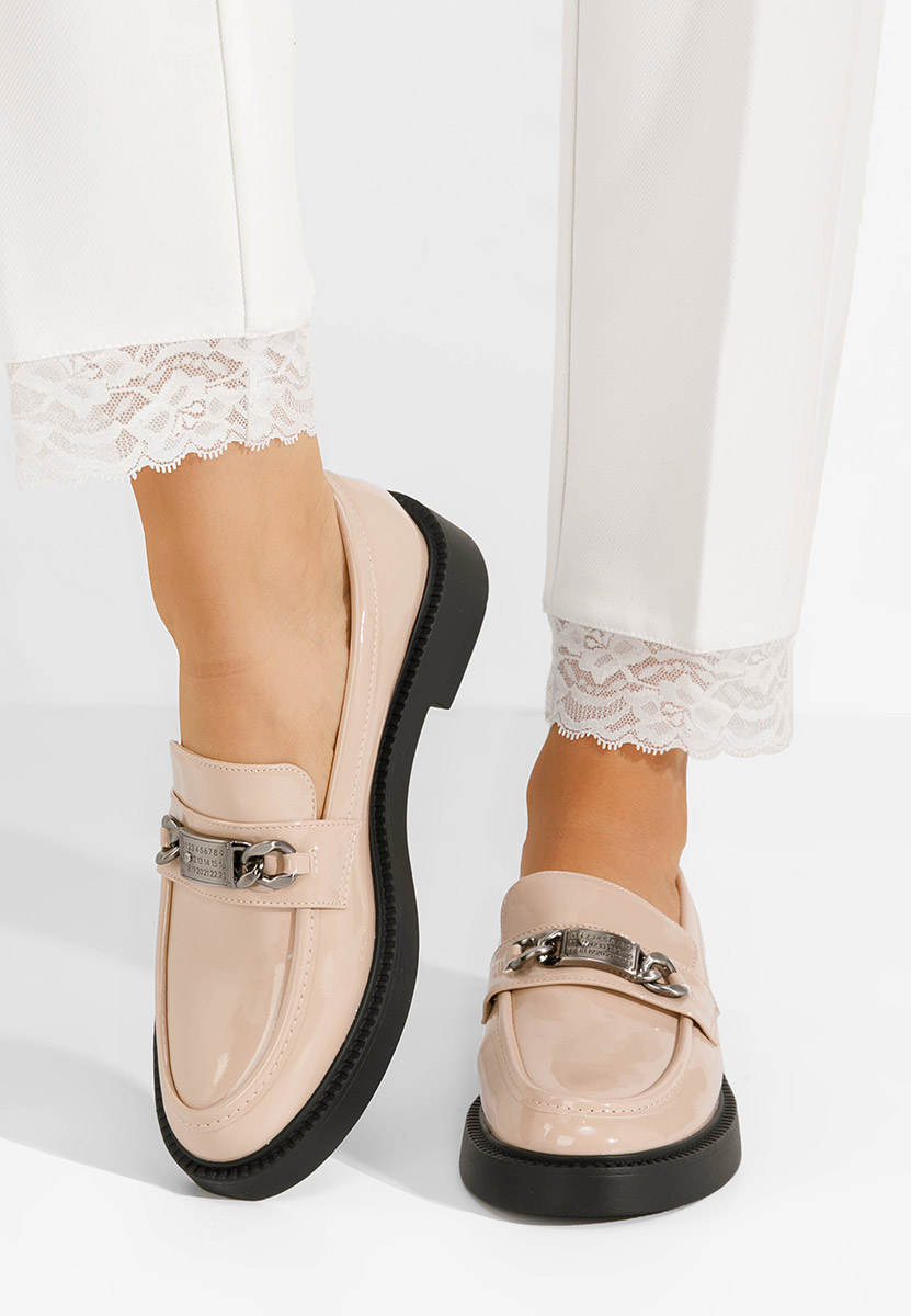 Mocassins à semelle épaisse beige Haruna