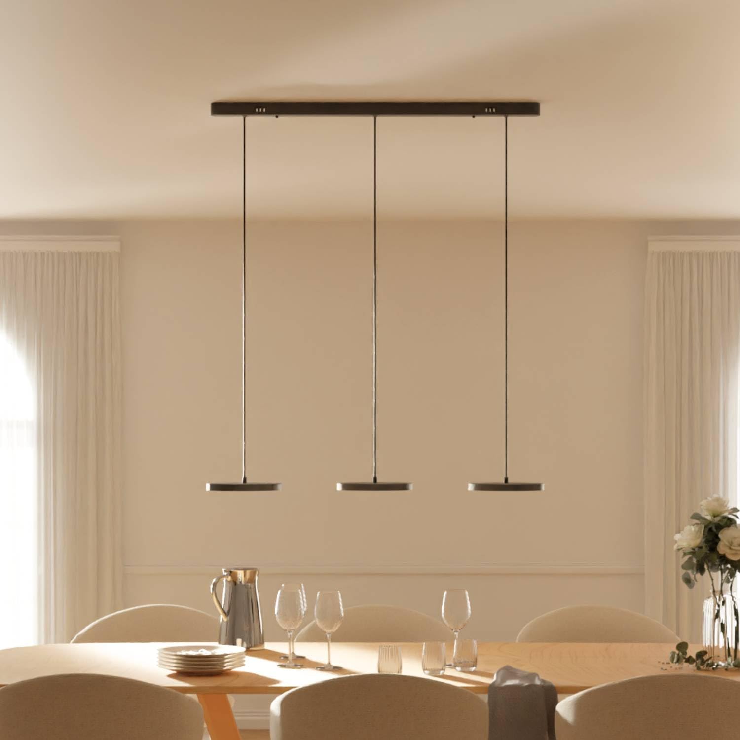 Dimmbare Pendelleuchte 'Evanos', LED Deckenleuchte, moderne Hängelampe Esstisch Wohnzimmer Smart Home Alexa Google Home Tuya