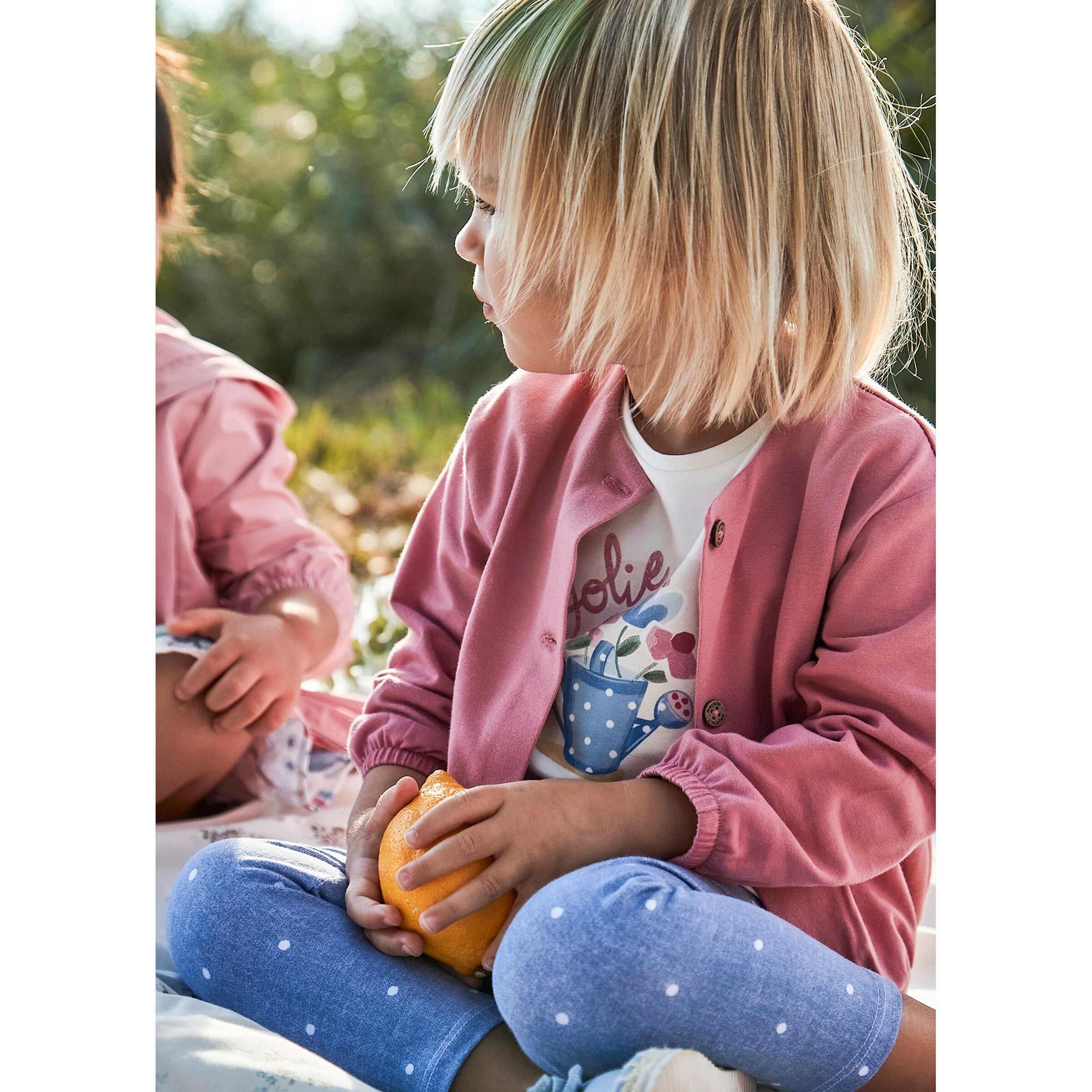 Mayoral 3-tlg. Set T-Shirt, Sweatjacke und Leggings Blumen natur/rosa/denim