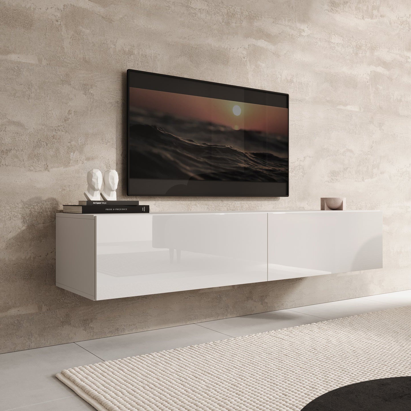 Meubella - TV-Meubel Palm - Wit - 160 cm