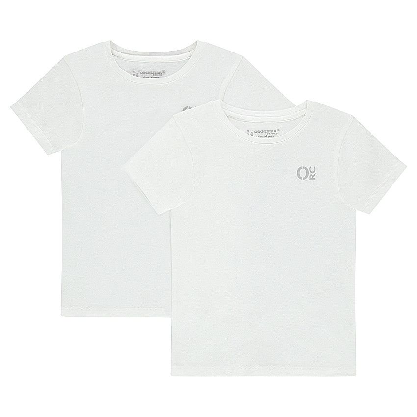 Lot de 2 tee-shirts en coton uni (maillots de corps) print logo - Bleu