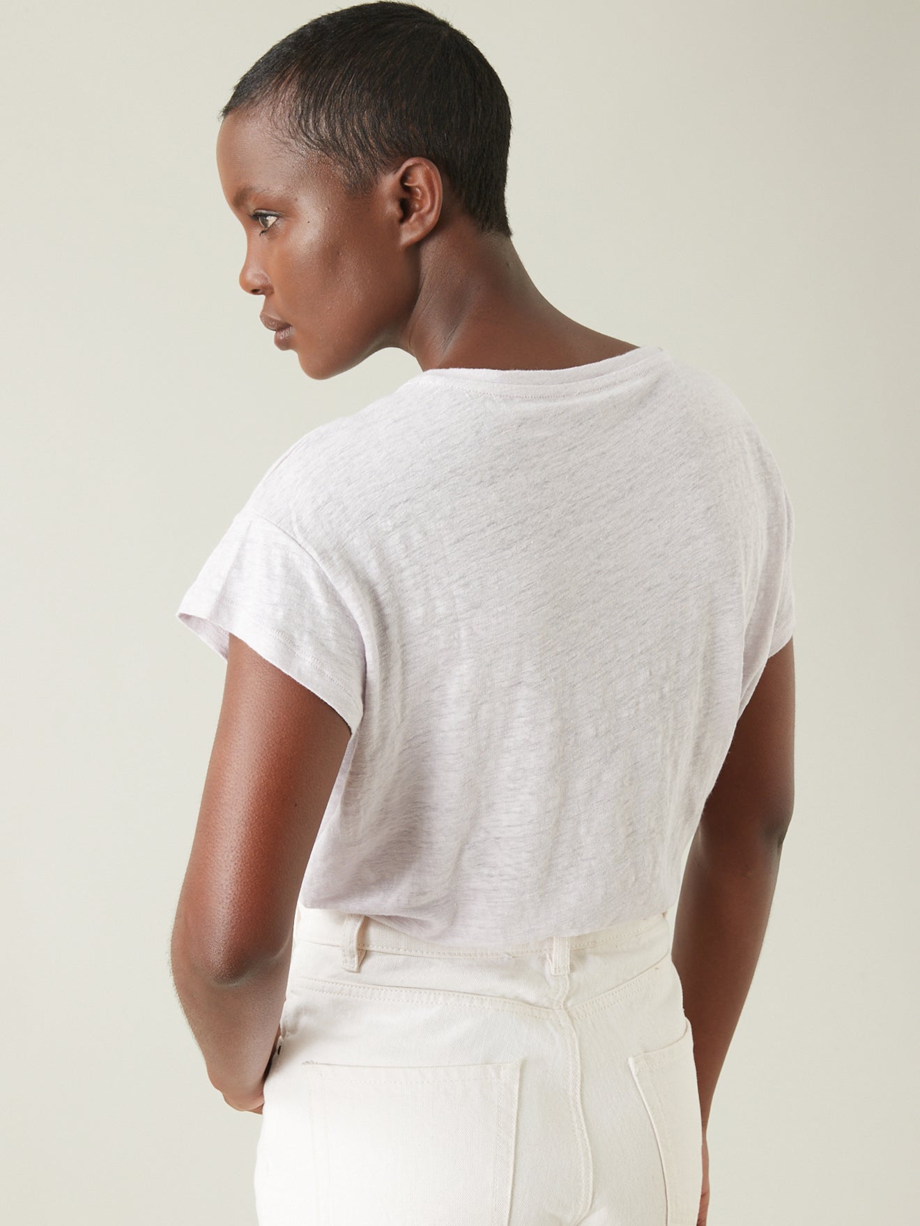 T-shirt lin femme col rond