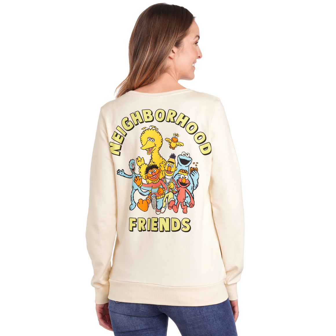 Gina Benotti Sesamstraße Sweatshirt mit Backprint cremeweiss