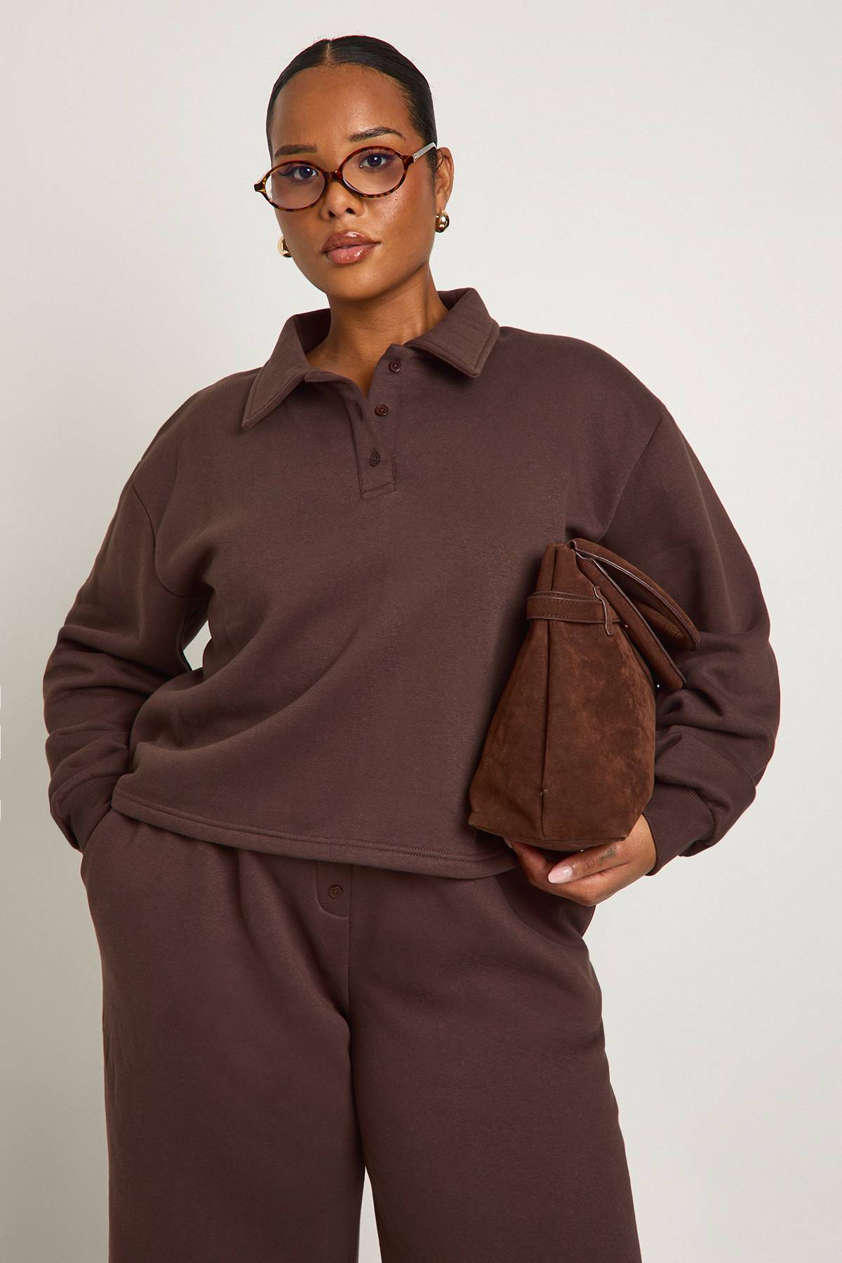 boohoo Sweat-shirt à col boutonné Plus