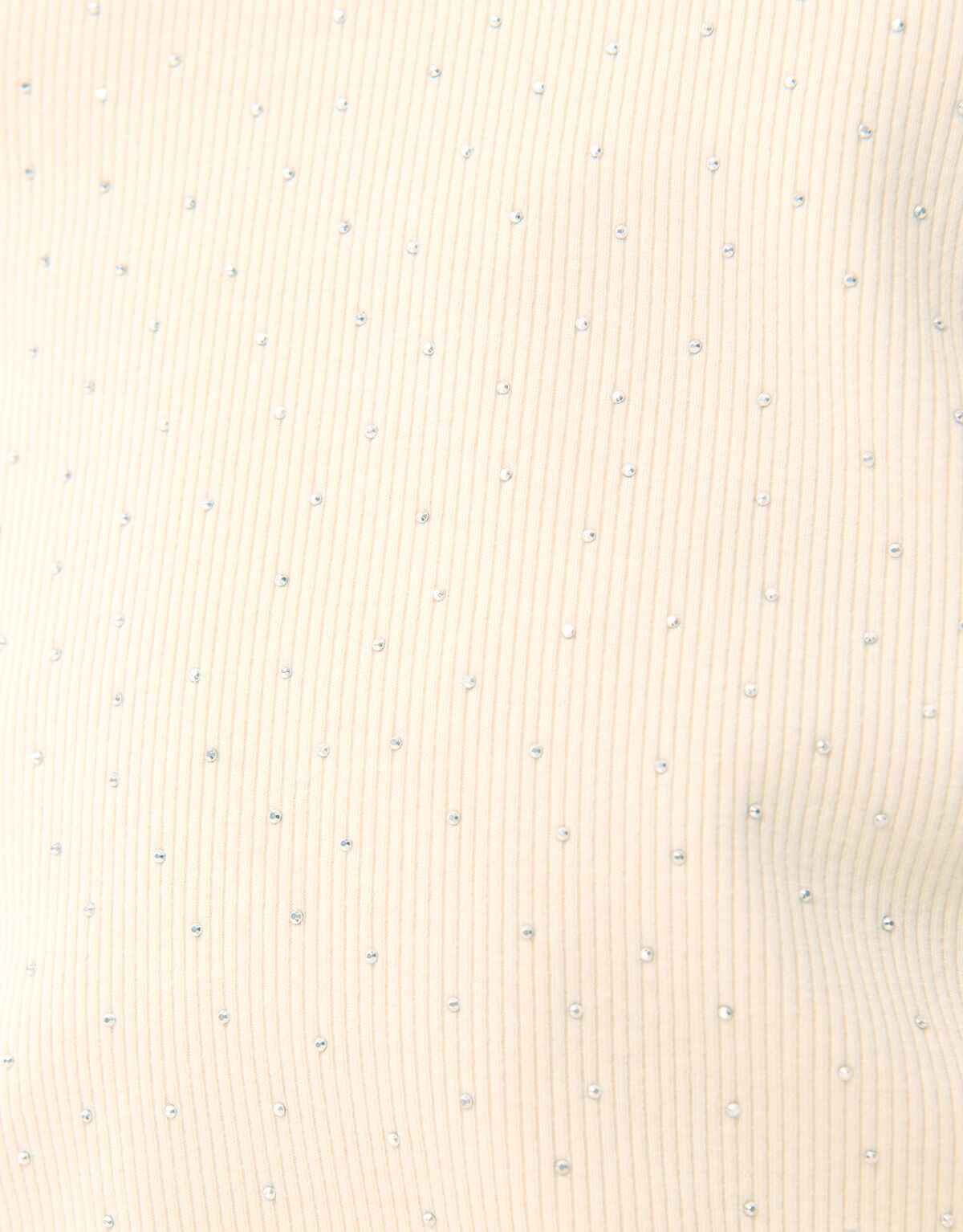 Strass Longsleeve Top Gebroken Wit