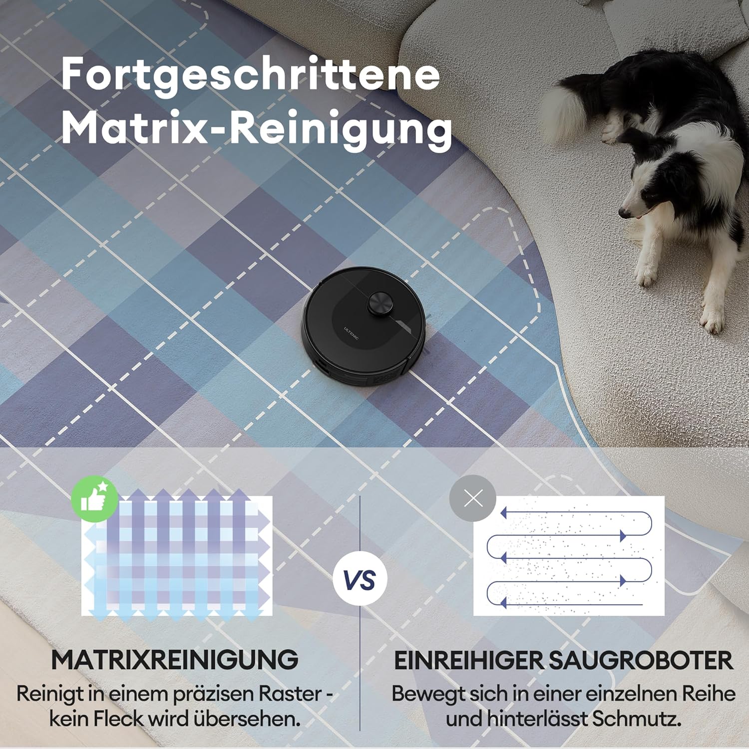Ultenic D10 Saugroboter mit Wischfunktion 3 in 1, 5000Pa Staubsauger Roboter mit LiDAR Navigation, 50 dB Saugroboter, Roboterstaubsauger mit APP Steuerung, Ideal für Tierhaare, Teppiche, Hartböden