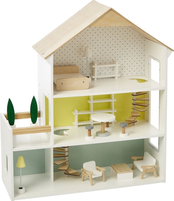 Poppenhuis - 3 Verdiepingen - Hout - Inclusief Accessoires