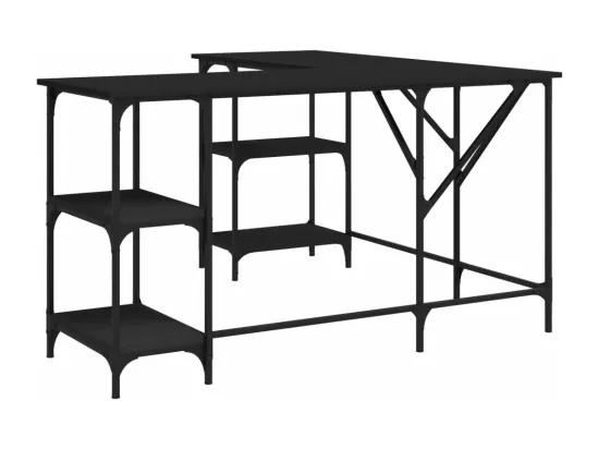 Bureau noir 139x139x75 cm bois d'ingénierie