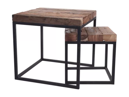 Ensemble de tables d'appoint 2 pièces Teck