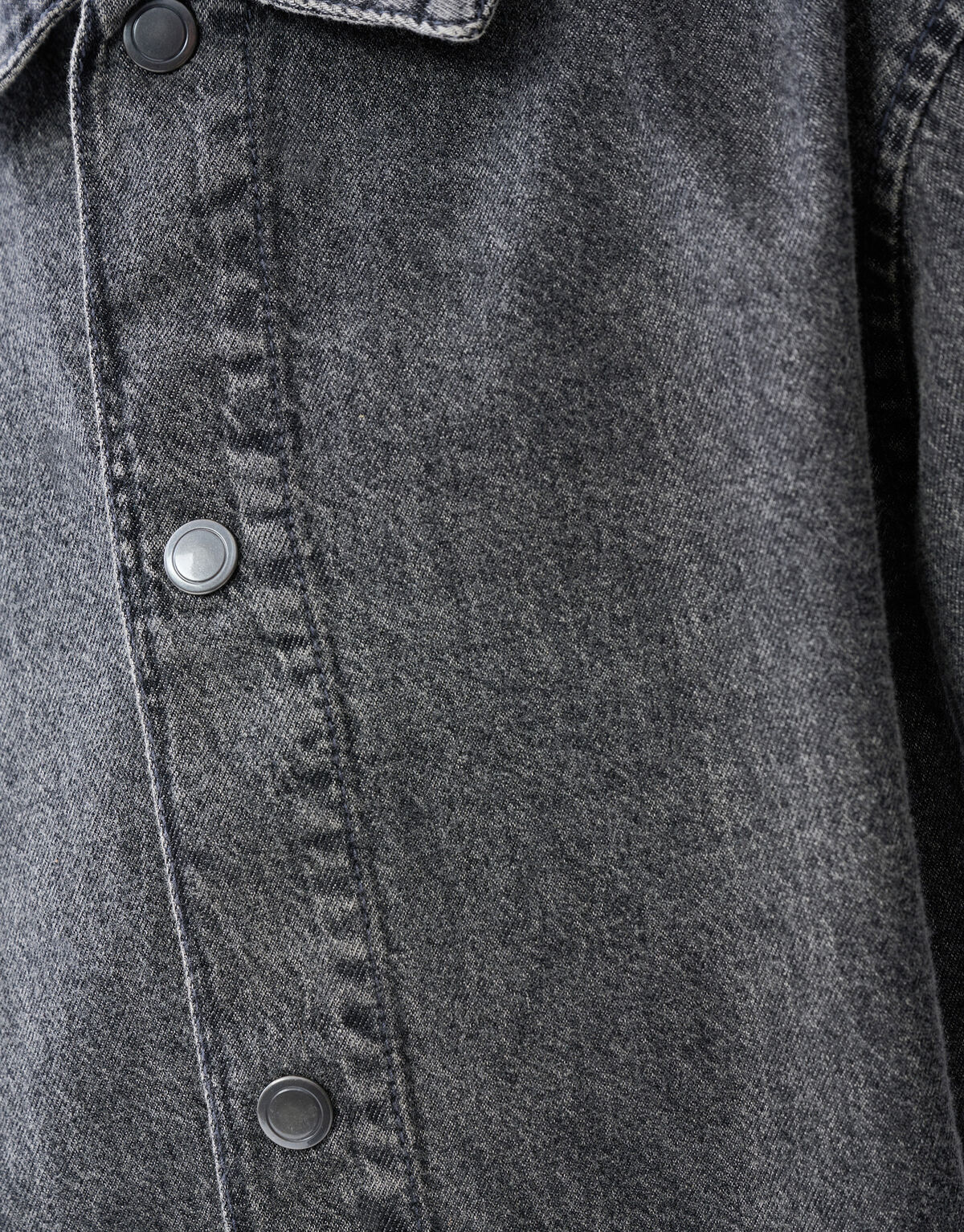 Denim Washed Overshirt Donkergrijs