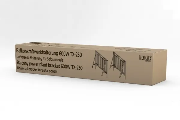 Technaxx BALCONY POWER, Stangmontering til solcelle, Aluminium, Fritstående, Tagmonteret, Vægmonteret, Grå, 1050 mm, 60 mm