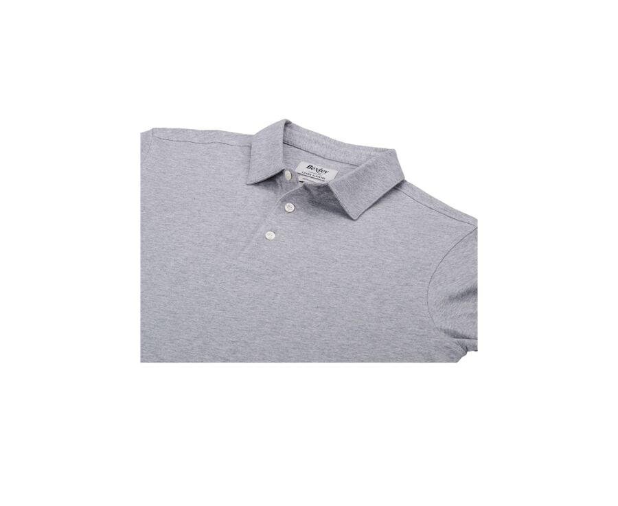 Polo manches longues homme Gris Clair Chiné - AIDEN ML