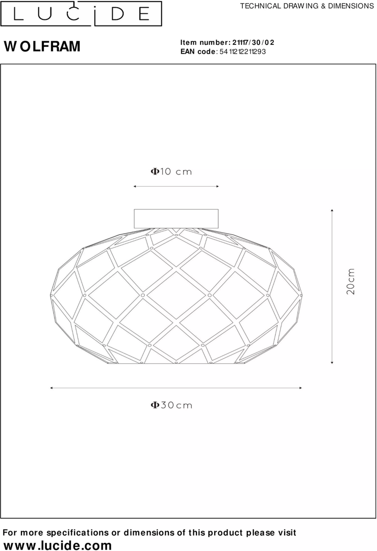 Lucide   Wolfram Goud Plafondlamp