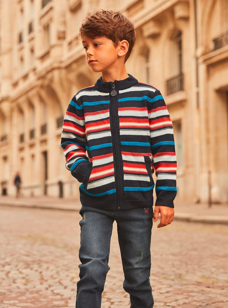 Gilet multicolore à imprimé à rayures