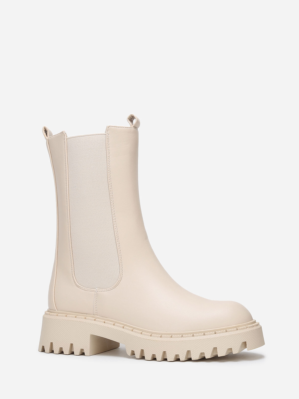 Chelsea hautes à semelle dentée- Beige