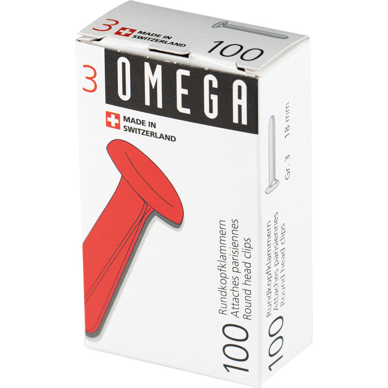 Omega Rundkopfklammern, Nr. 3, 100 Stück