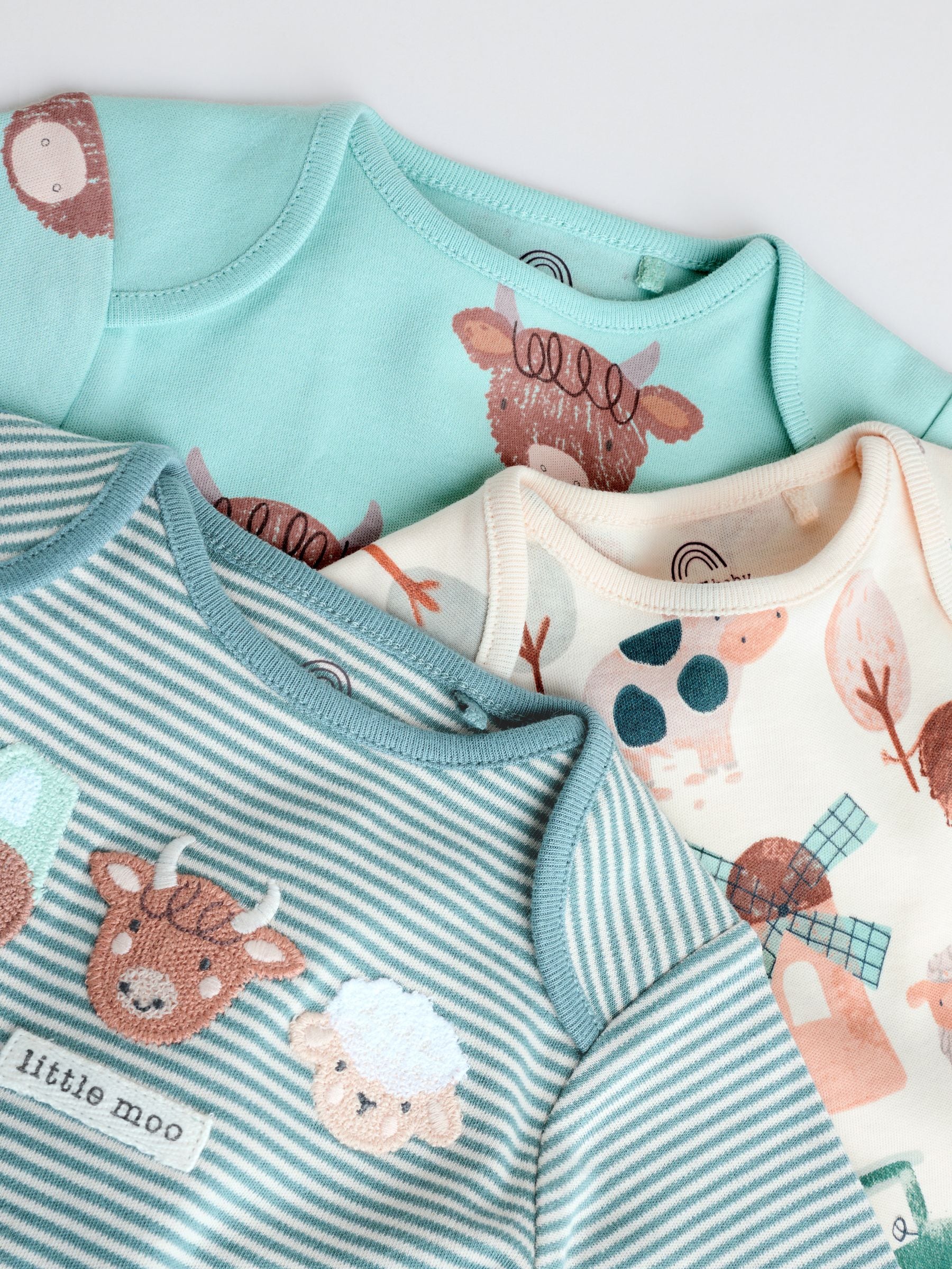 Blauw - Hamish-rompertjes met lange mouwen, 3 stuks