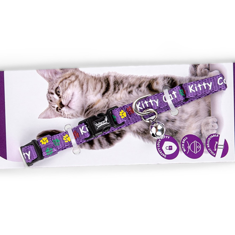 Collier chaton kitty mauve 16-25cm x 8mm