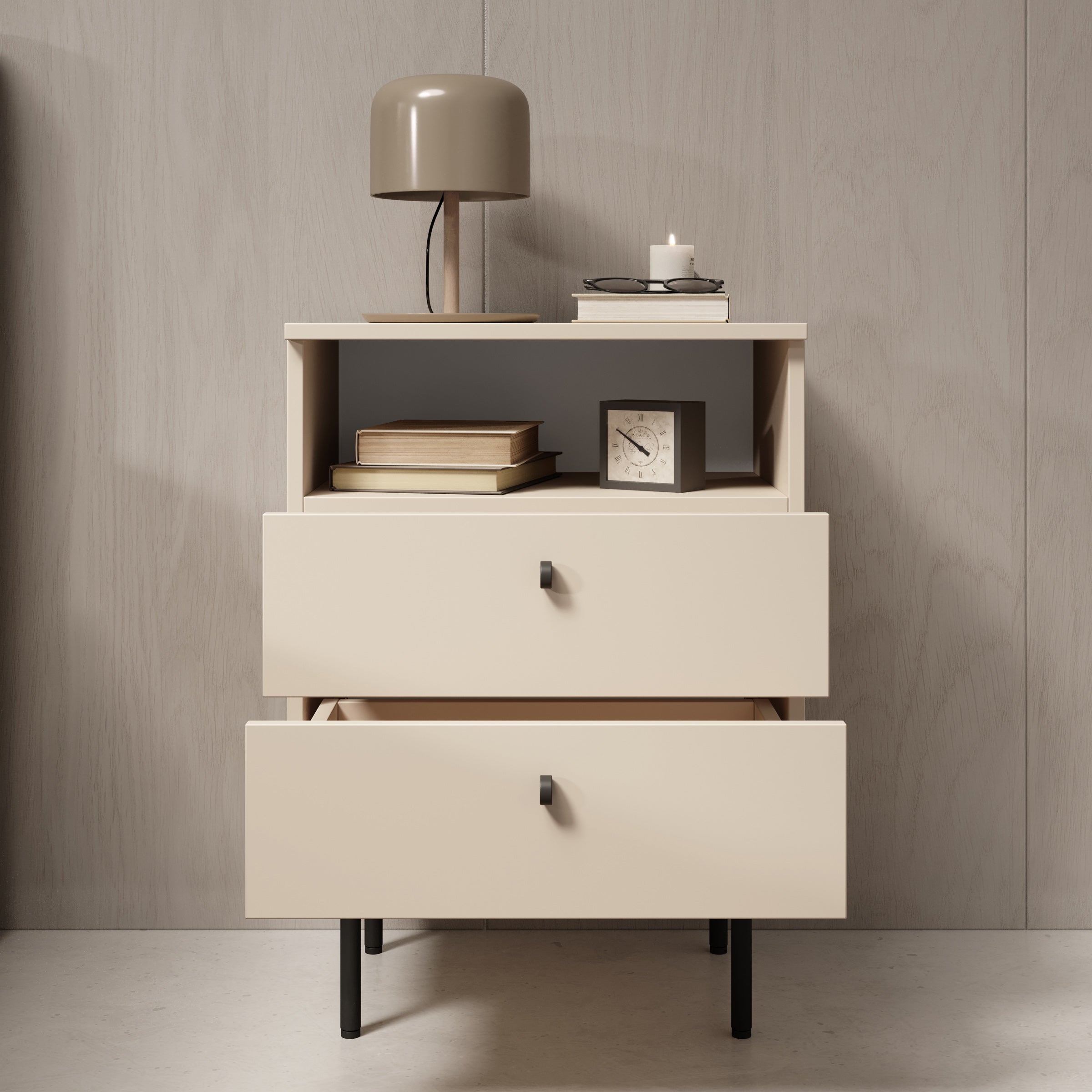 Hidde 2 - Nachtkastje - Beige - 50x36x69 cm
