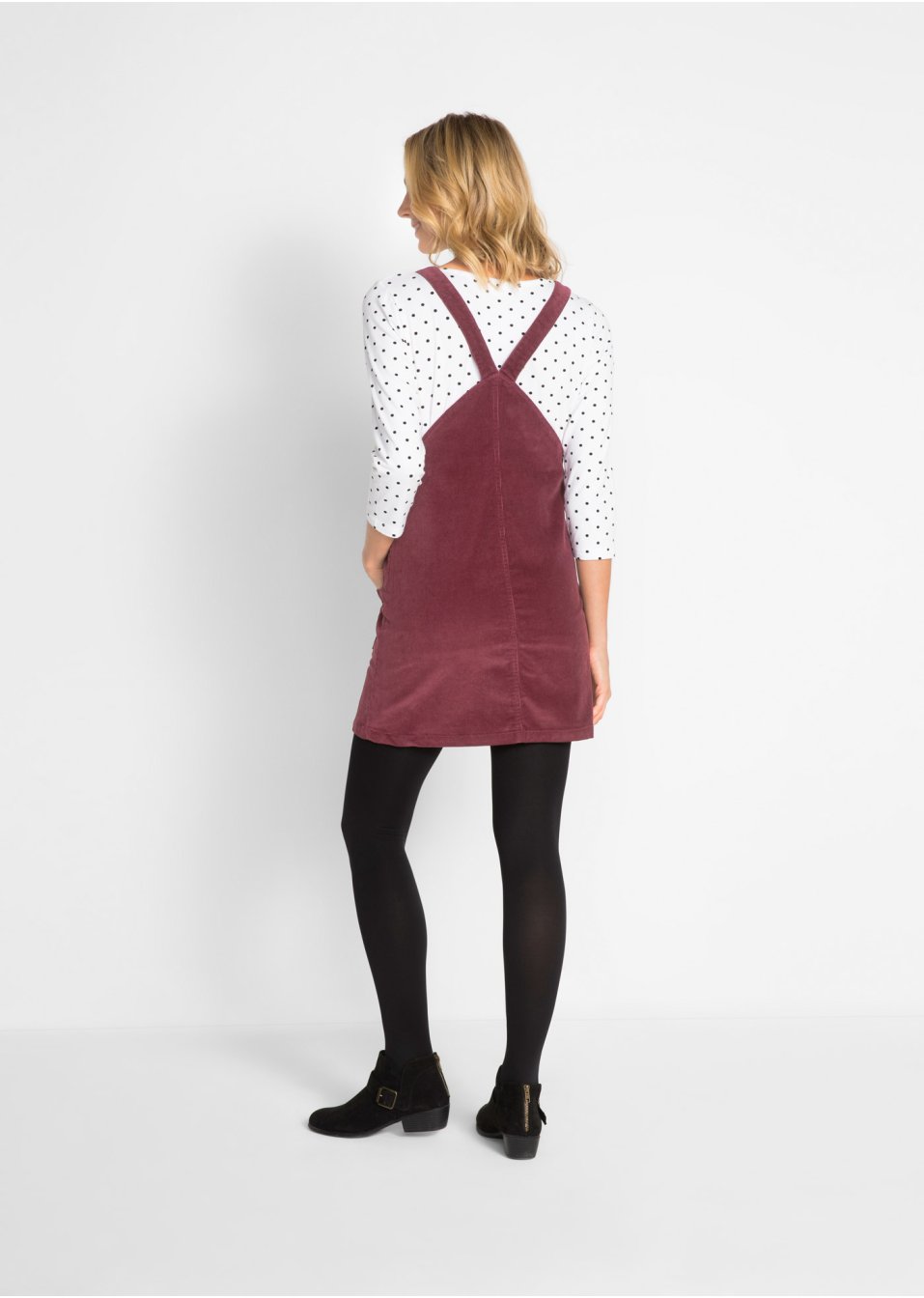 Robe-salopette de grossesse en velours côtelé