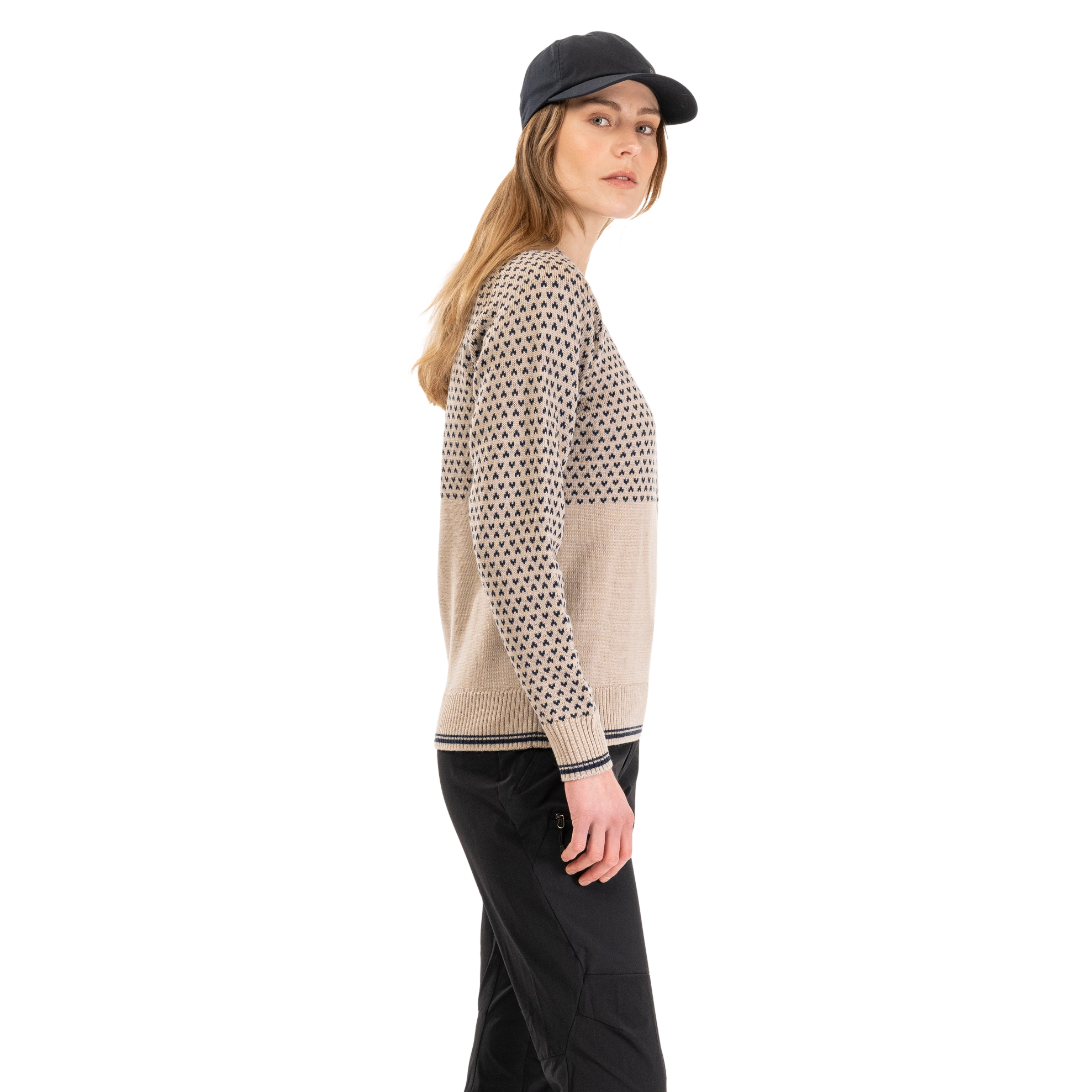 Alvdal Wool Jumper Women Sandstone / Navy Blue