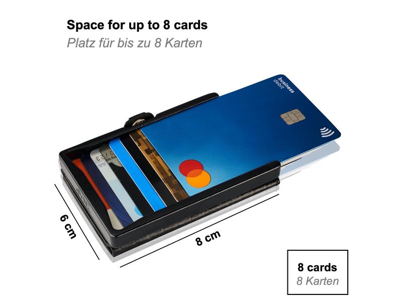 ZNAP Portemonnaie Slim Wallet Glattleder Black, 8er Portemonnaie mit entfernbarem Münzfach