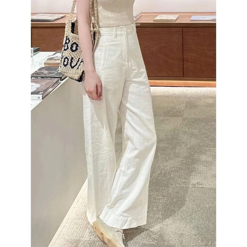 Shinsei - Hoge taille effen wijde broek