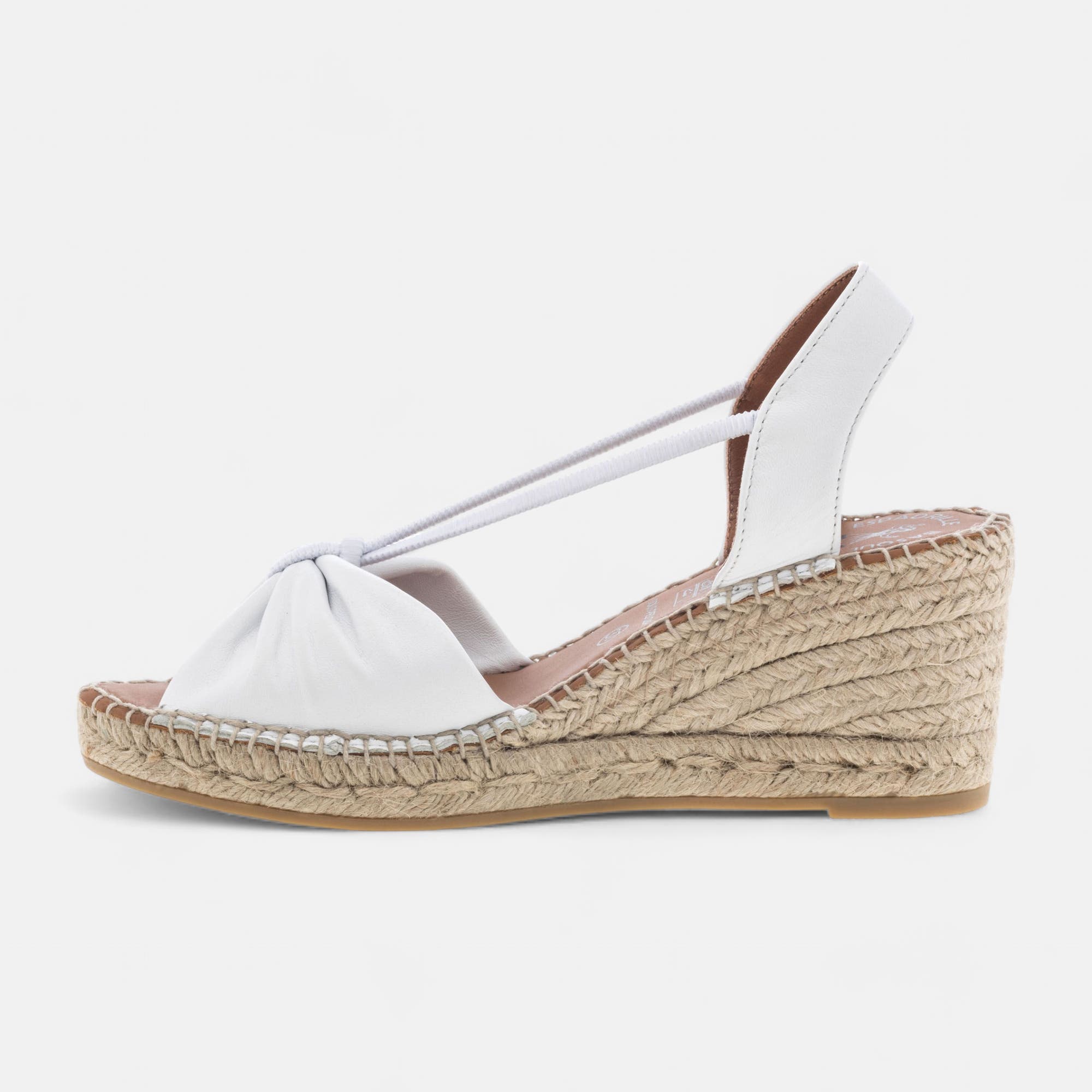 Espadrilles à talon Femme en cuir blanc