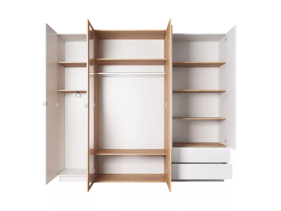 Armoire à portes battantes 3D B230 230x52x202 Blanc & Crème