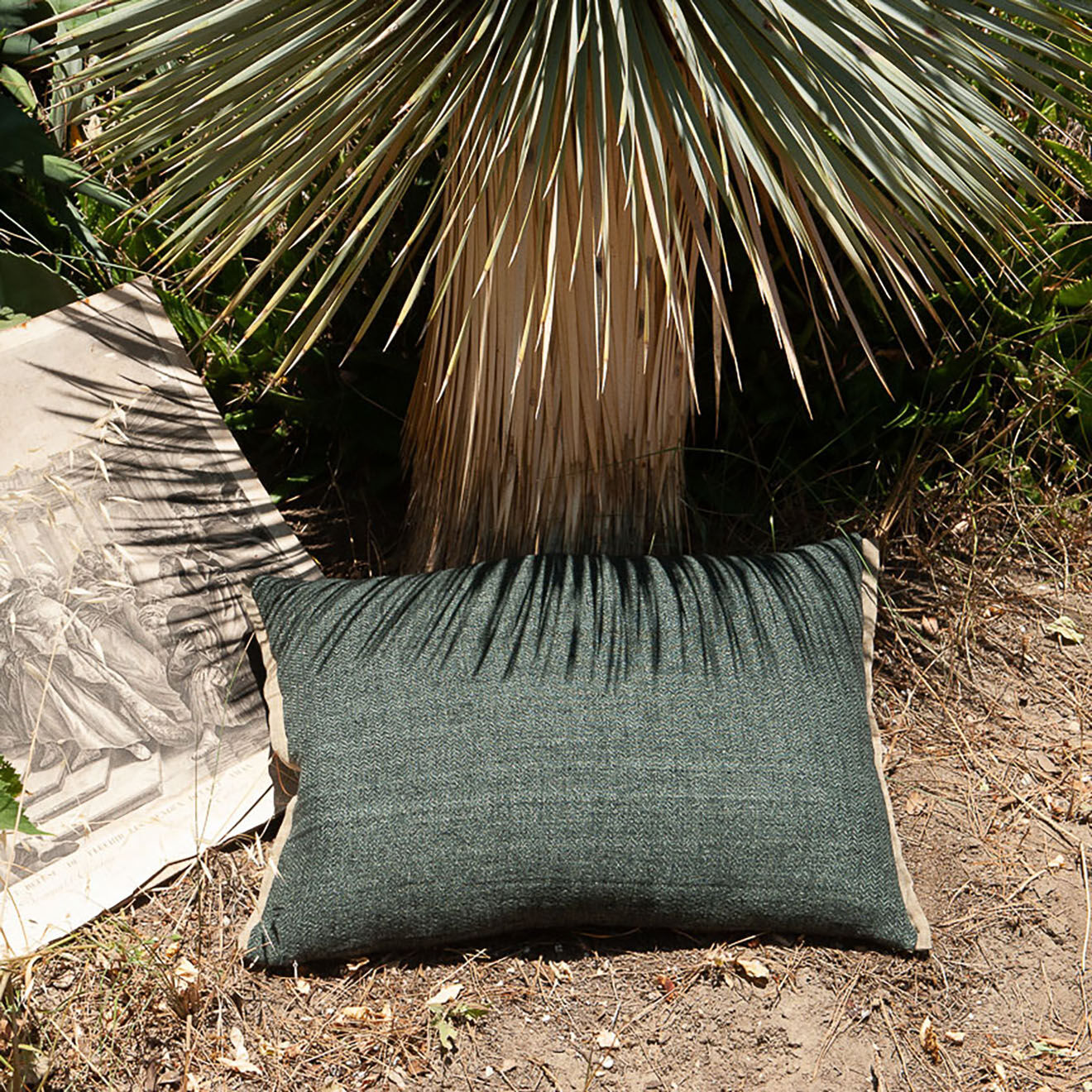 En Fil d'Indienne Housse de coussin Varanasi tweed de lin grise - 40x55 cm