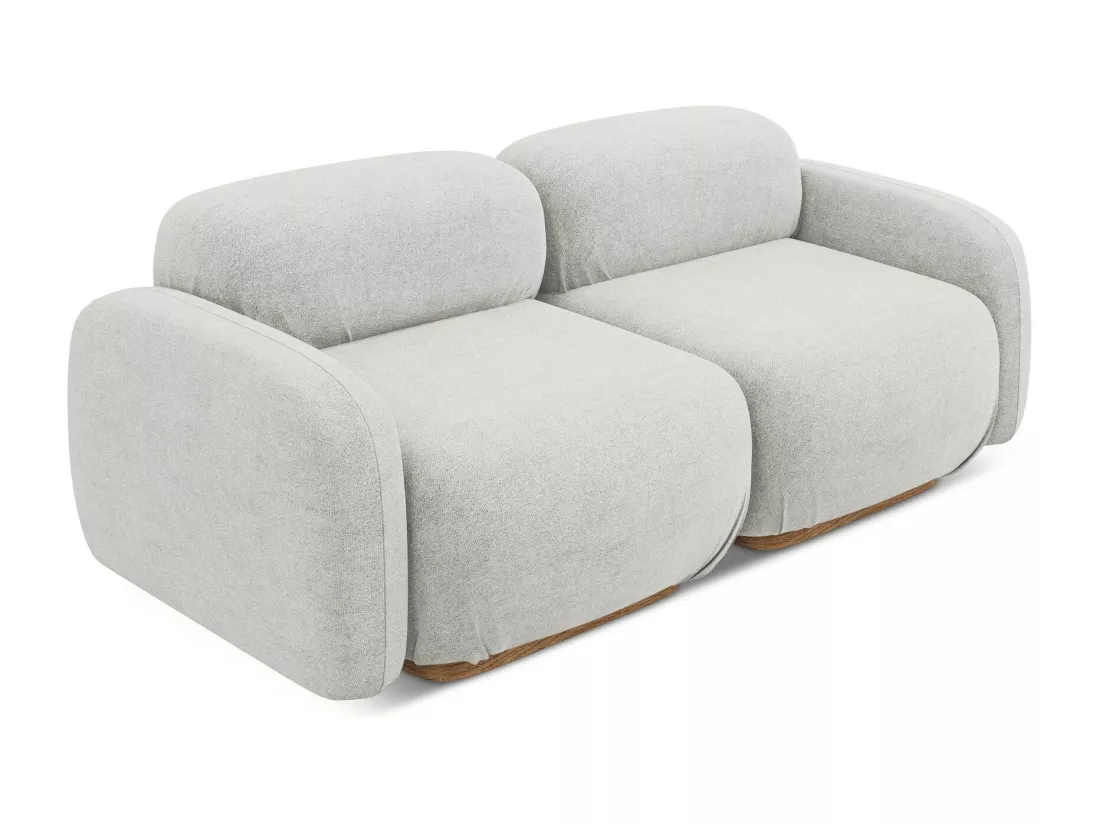 Canapé modulable 3 places en tissu bouclette - argent - AILANI