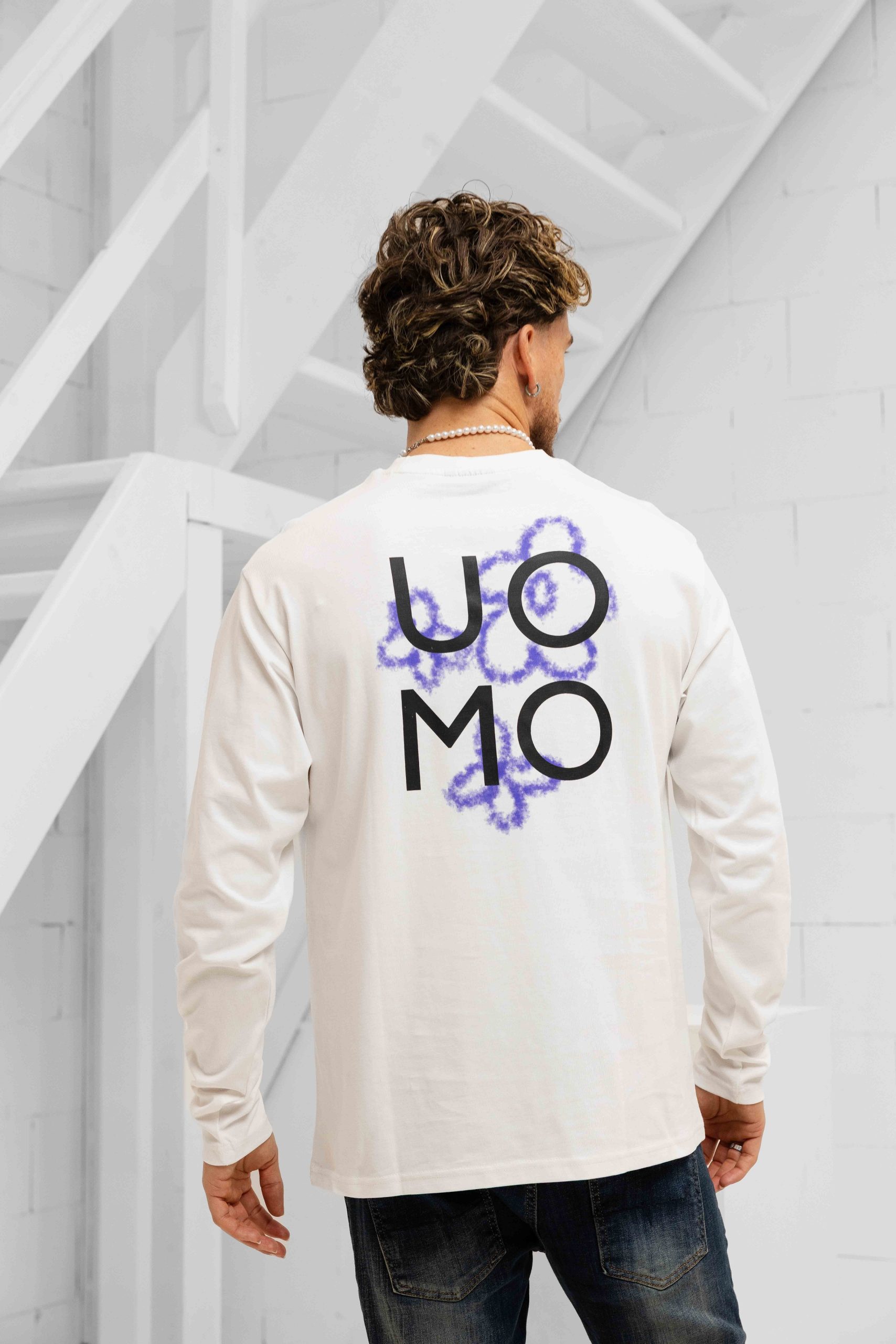 24 Uomo Flora 2.0 Longsleeve Shirt Heren Off-White/Blue
