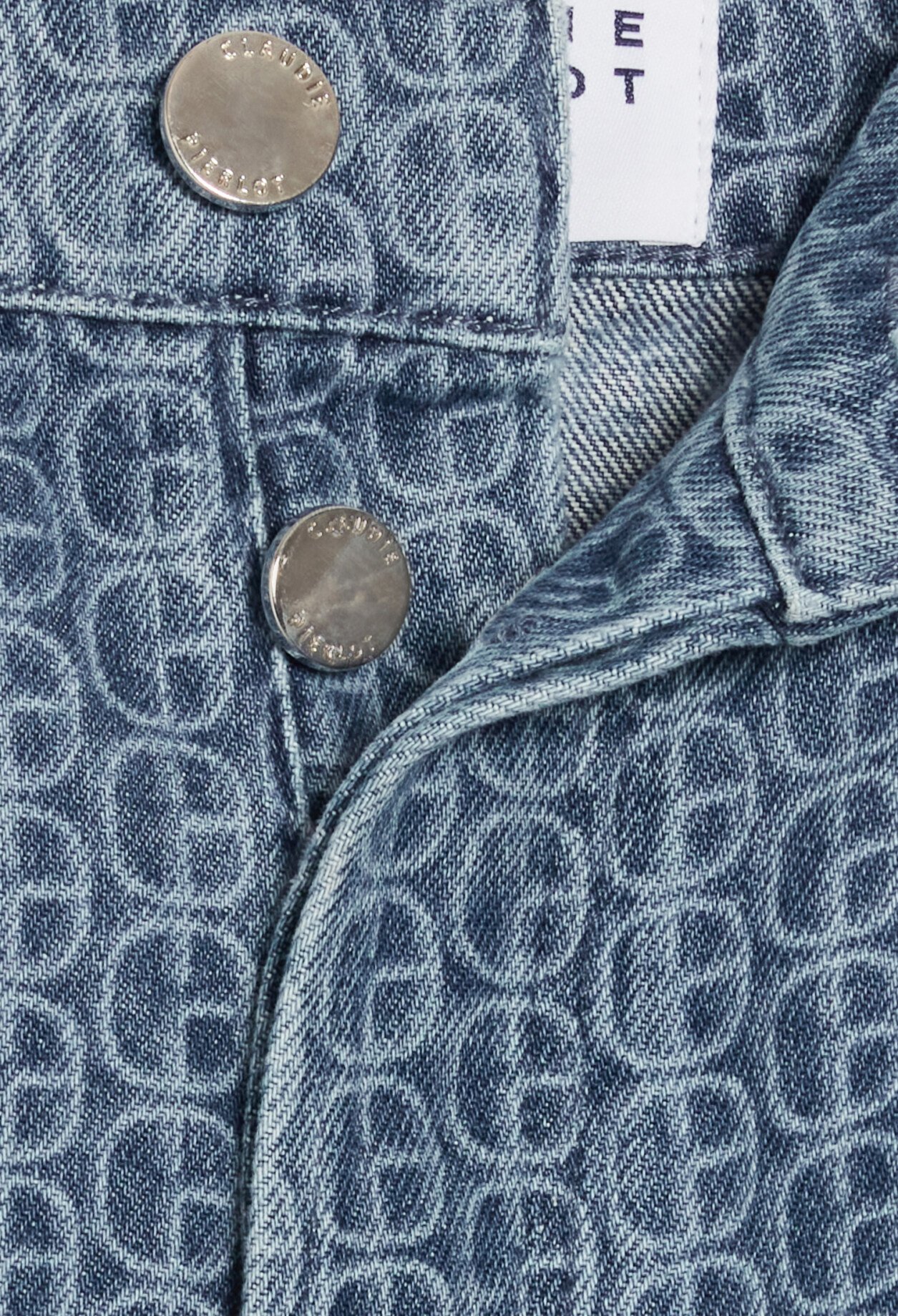 Jean droit monogramme bleu delave