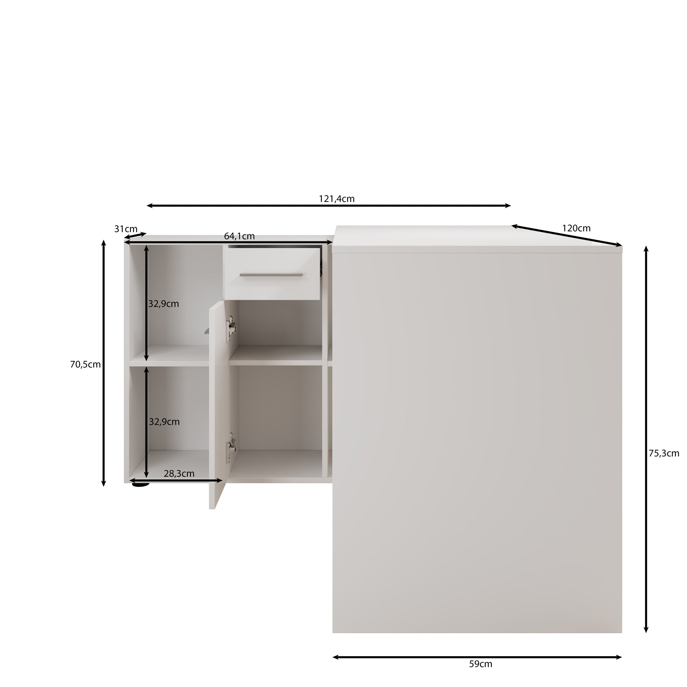 Meubella - Elixir - Bureau - Eiken - 121x120x75 cm