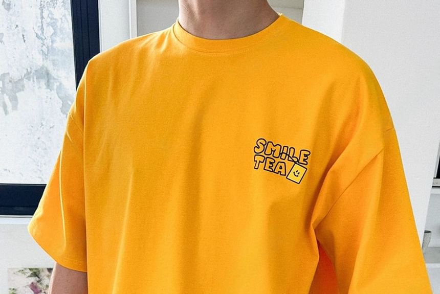 SeoulPop - T-shirt met korte mouwen en cartoonprint, losvallend