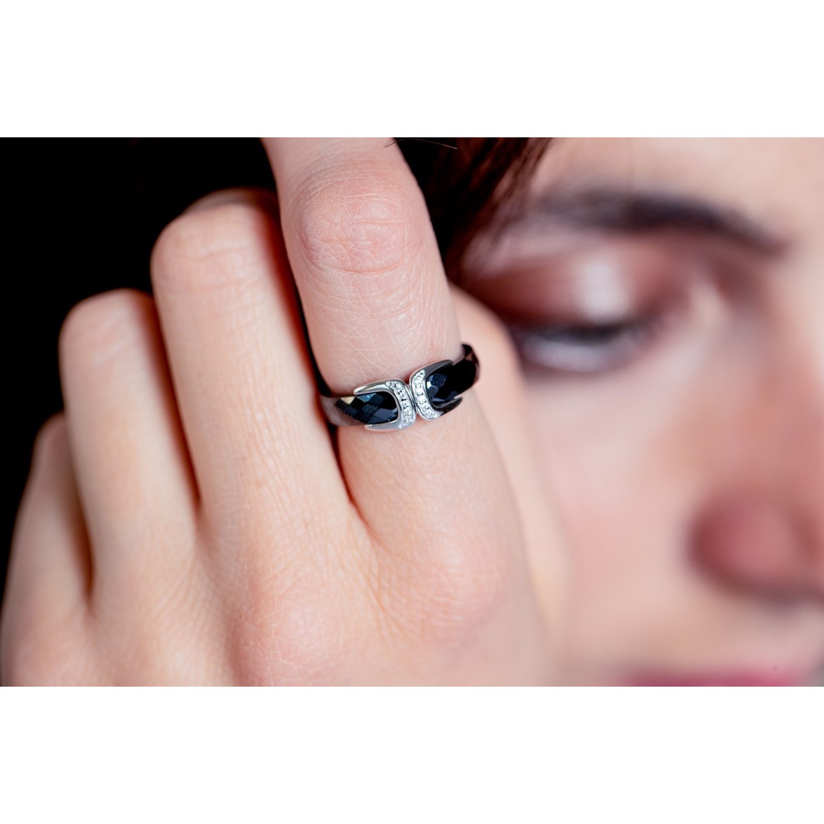 Bague en Argent 925 millièmes et céramique - blanc brillant