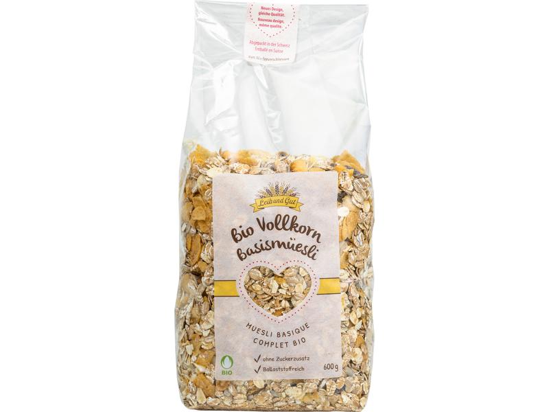 Leib und Gut Bio Vollkorn Basismüesli 600 g Getreidevollkornflocken in Bio-Qualität