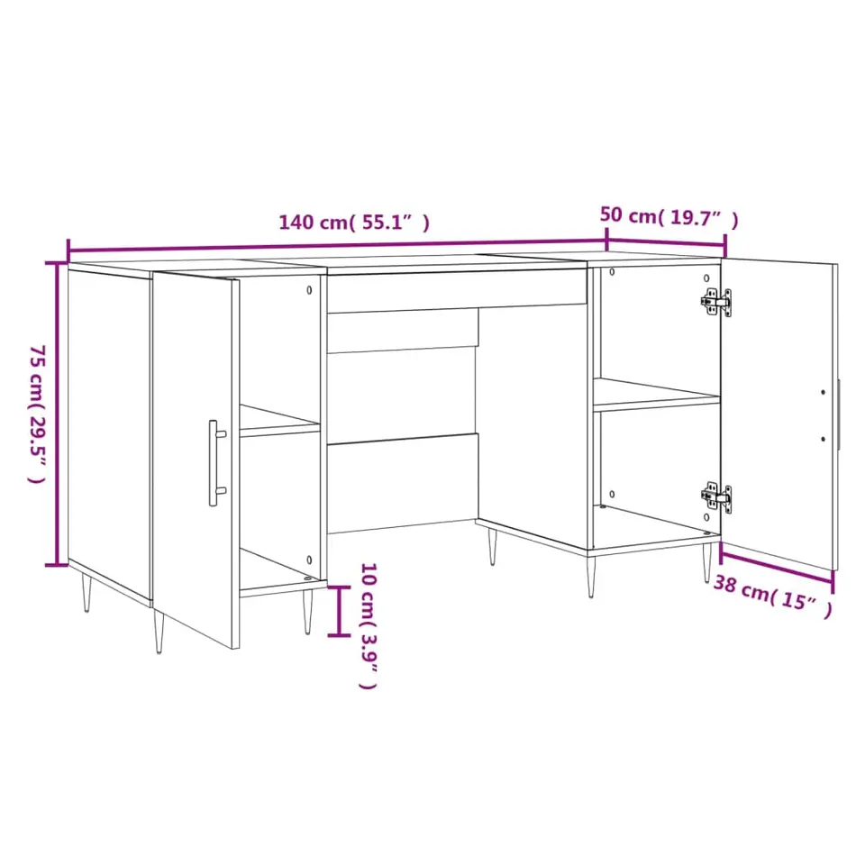 vidaXL - Bureau - Wit - Bewerkt hout