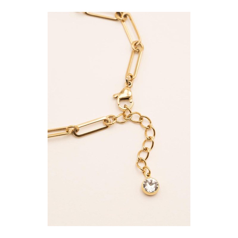 Bracelet en acier maille argentée avec pierre Crystal Swarovski, chaînette réglable